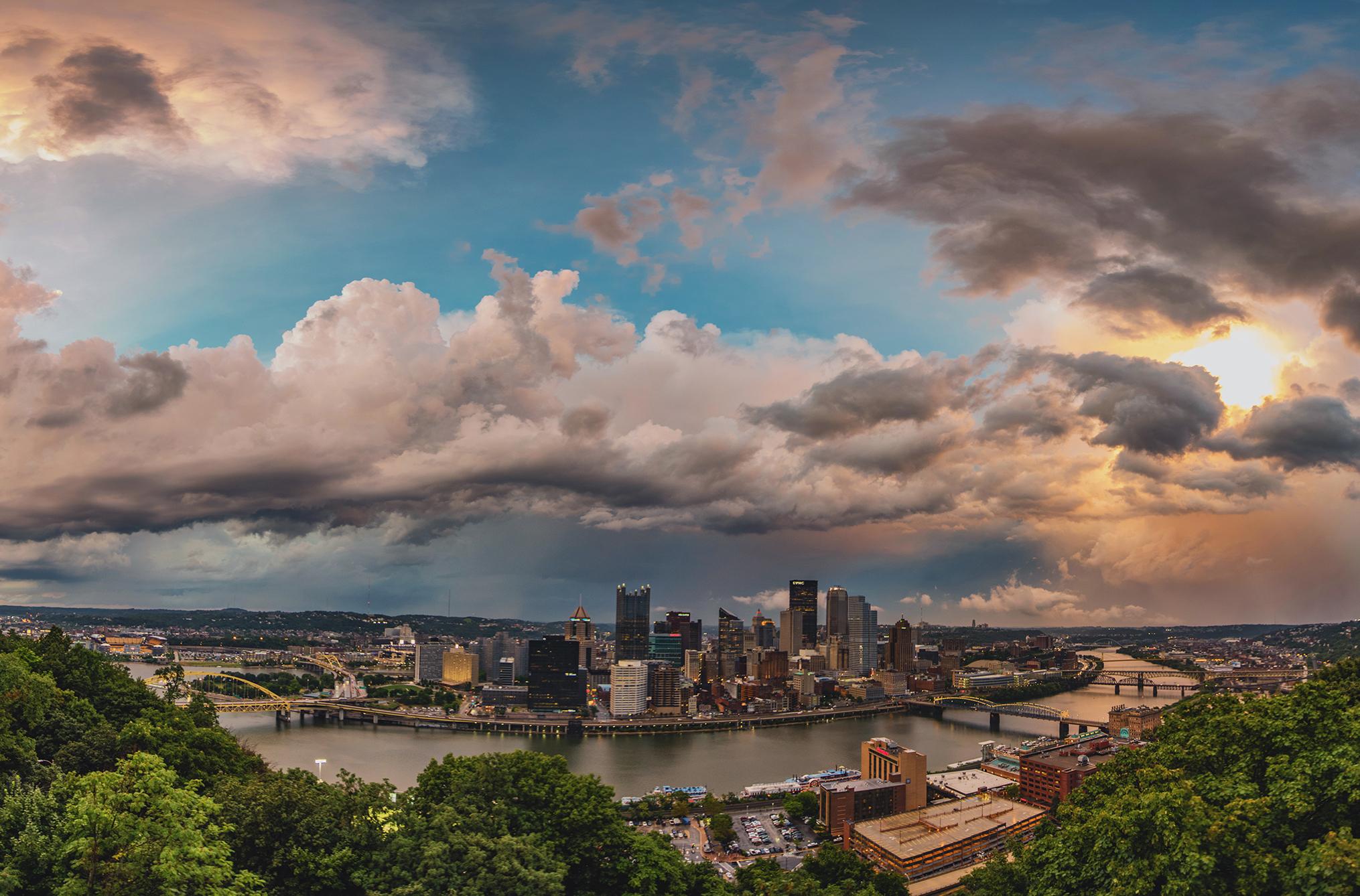 The sun took one last look at our skyline before the clouds took charge last week. -- DAVE DiCELLO