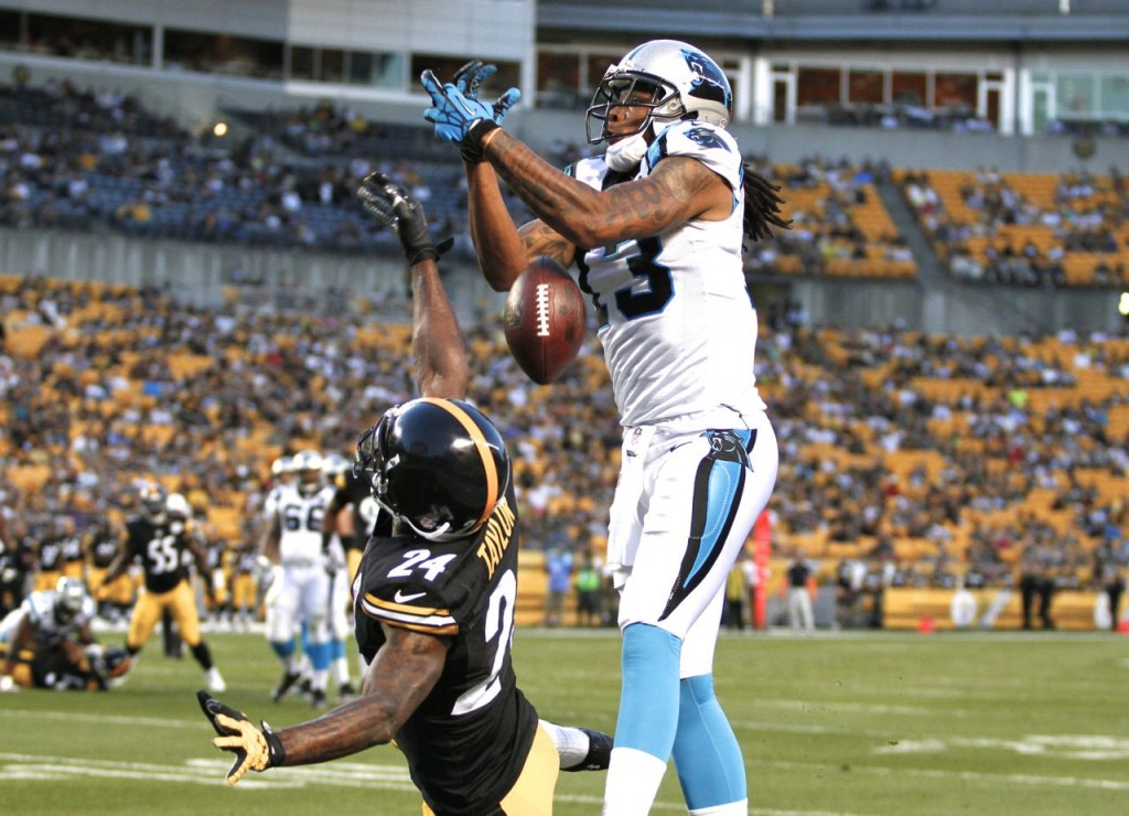 Ike Taylor covers the Panthers' Kelvin Benjamin in a preseason game last month. -- GETTY IMAGES